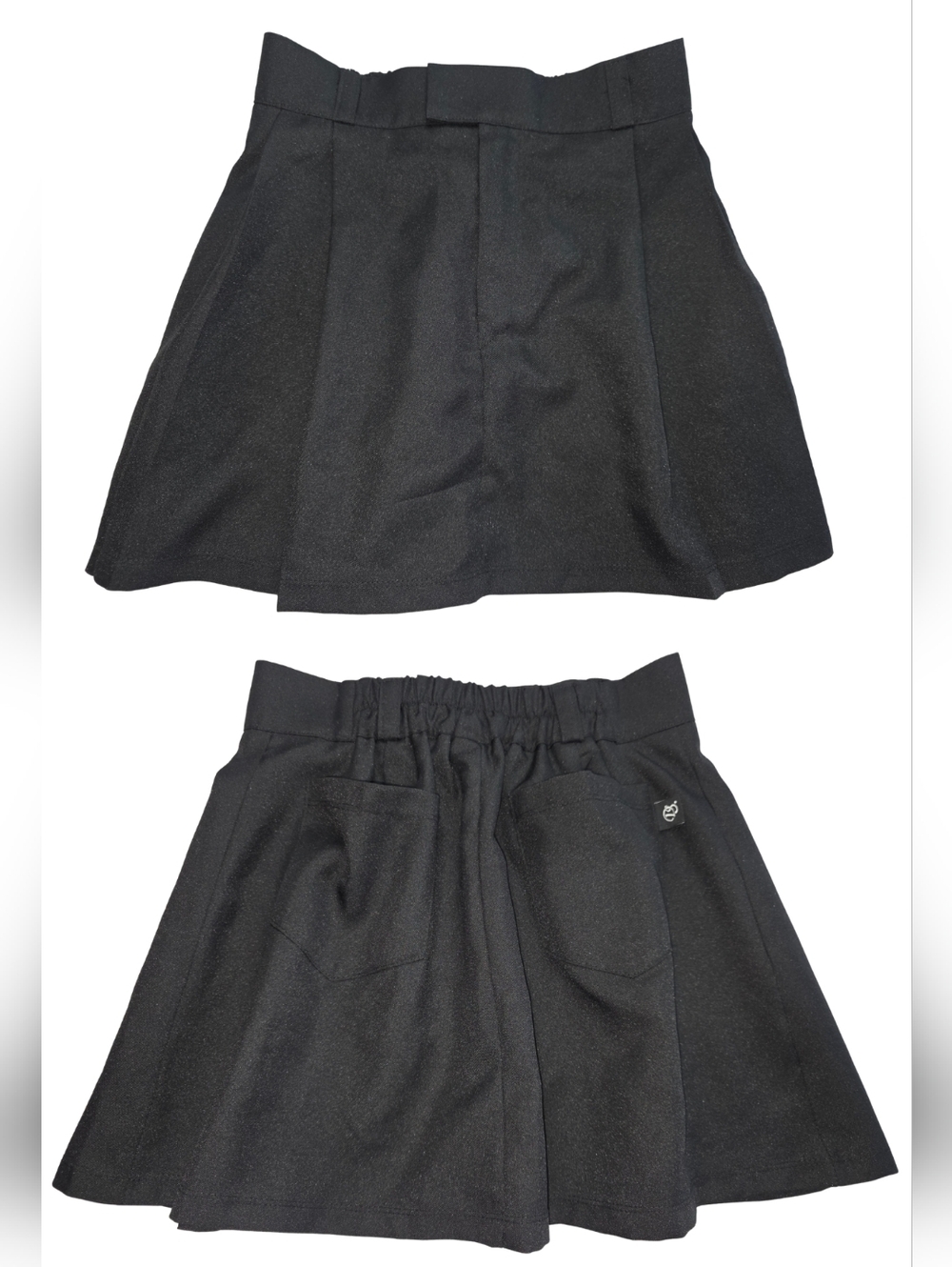 Dear Stalker S/M Black Pleated Mini Skirt Elastic Back Waist 3528-AJ